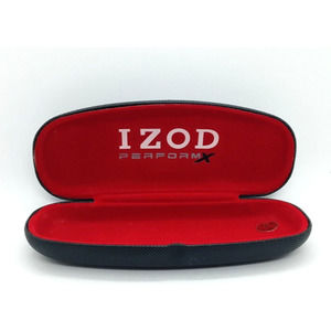 IZOD Perform X BLACK Hard Clam Shell Eyeglass CASE Red Interior